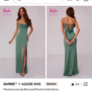 Barbie Azazie Green Satin Dress